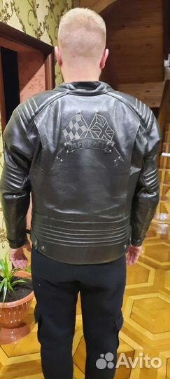 Мотокуртка кожаная мужская, перчатки Alpinestars