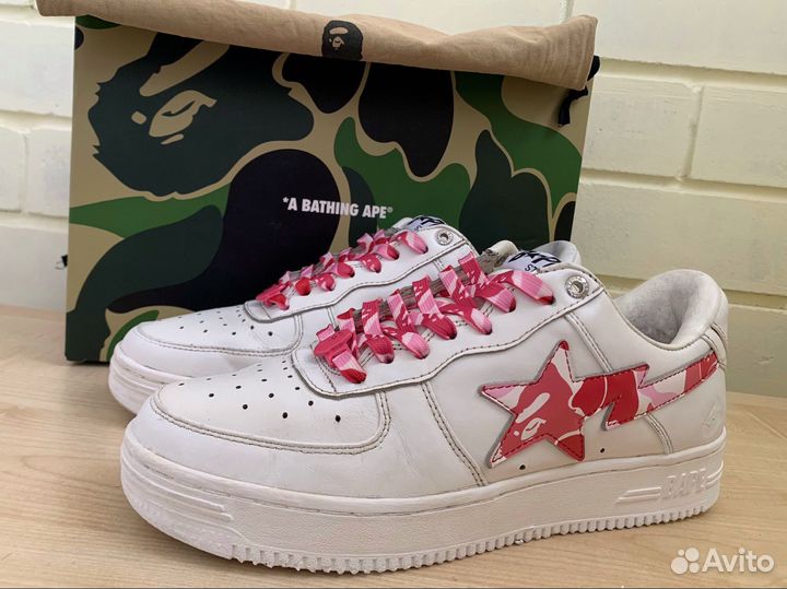 A Bathing Ape Bapesta Low 'White ABC Camo Pink'