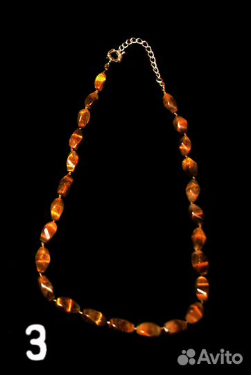 Бусы натуральный малахит и тигровый глаз - бу, от