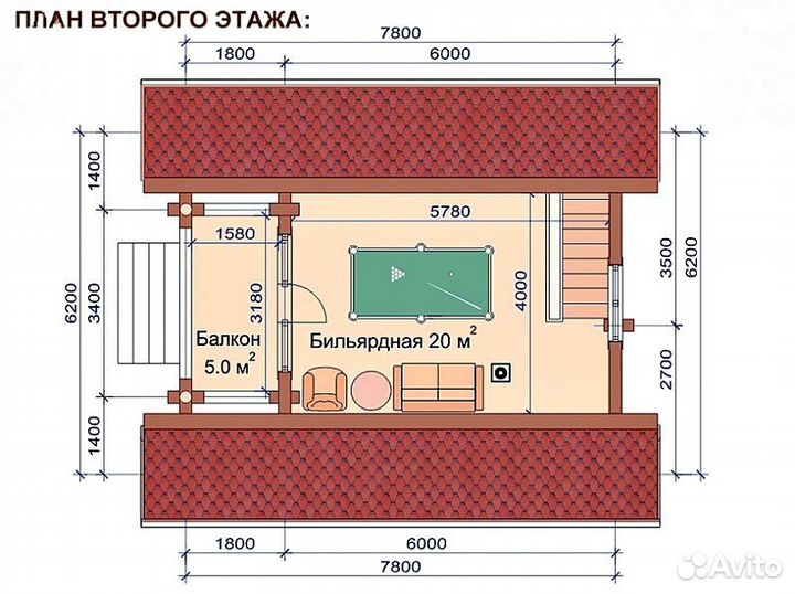 Строительство сруба бани из бревна 6200х7800мм