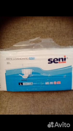 Памперсы для взрослых seni, размер 3(L), 6капель