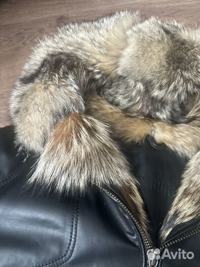 Куртка кожаная мужская зимняя с капюшоном