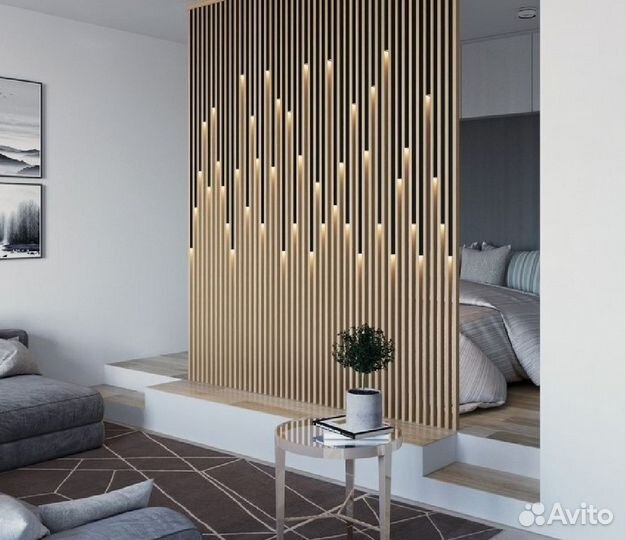 Раздвижные реечные перегородки для зонирования