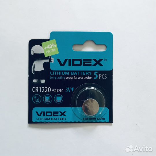 Батарейка CR1220 videx 3V литиевая