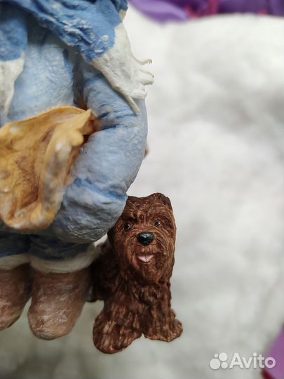 Ватная елочная игрушка девочка с собачкой и зонтом