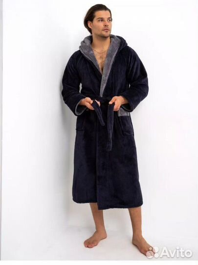 Халат банный мужской синий размер 3XL новый