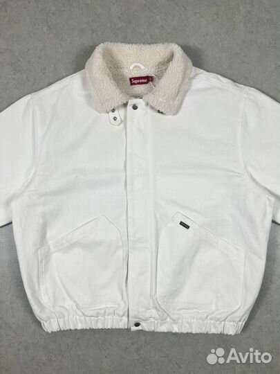 Джинсовая Куртка Supreme Шерпа Белая