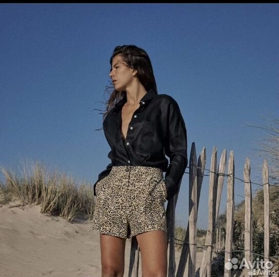 Zara рубашка оверсайз лён новая