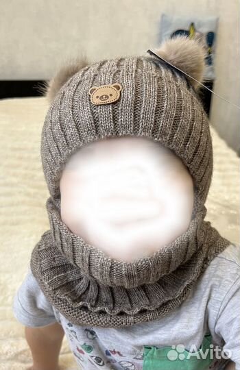 Комплект новый Шапка и снуд мальчик и девочка