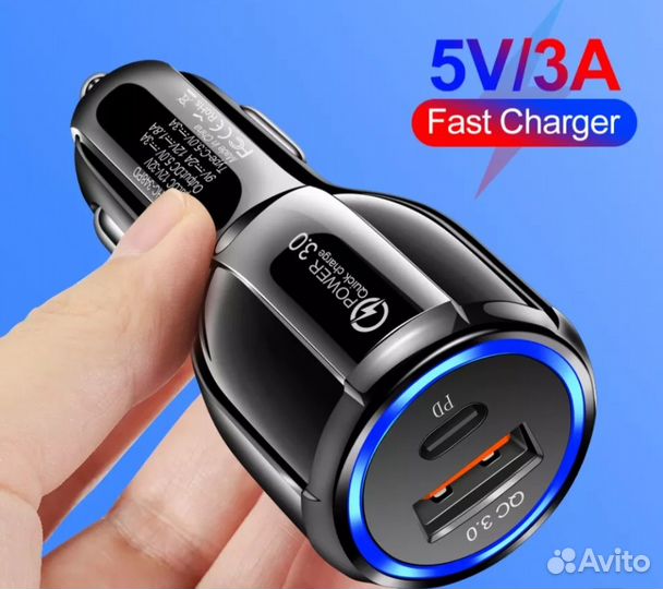 Автомобильное зарядное устройство USB,Type C
