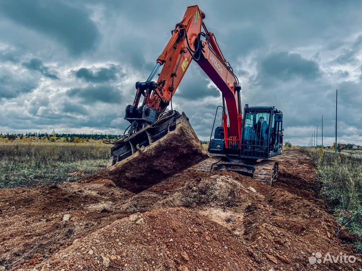 Аренда экскаватора + длинная стрела + планировщик