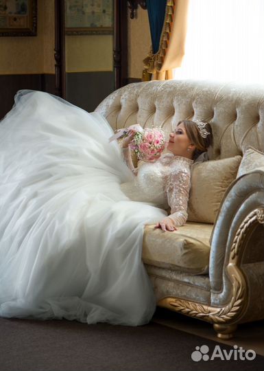 Свадебное платье 42 44 пышное белое