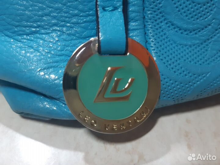 Сумка женская голубая, натуральная кожа бу