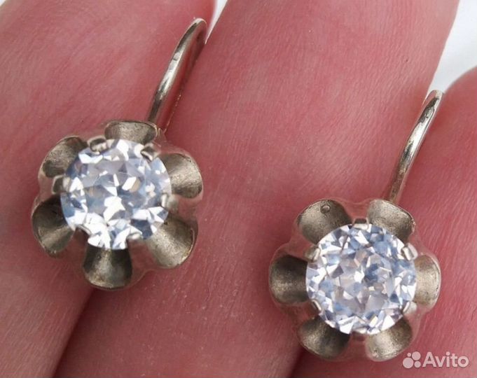 Серьги горный хрусталь серебро звезда 916 пр СССР