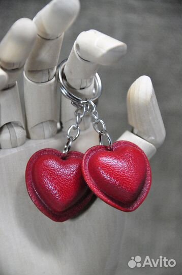 Брелок Сердечко из натур. кожи для ключей и сумки