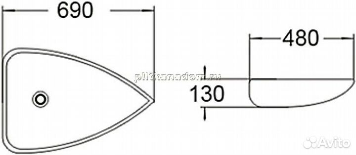 SantiLine SL-1033 Раковина керамическая накладная 69х48х13