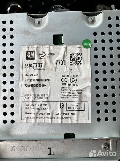 Штатная магнитола chevrolet cruze