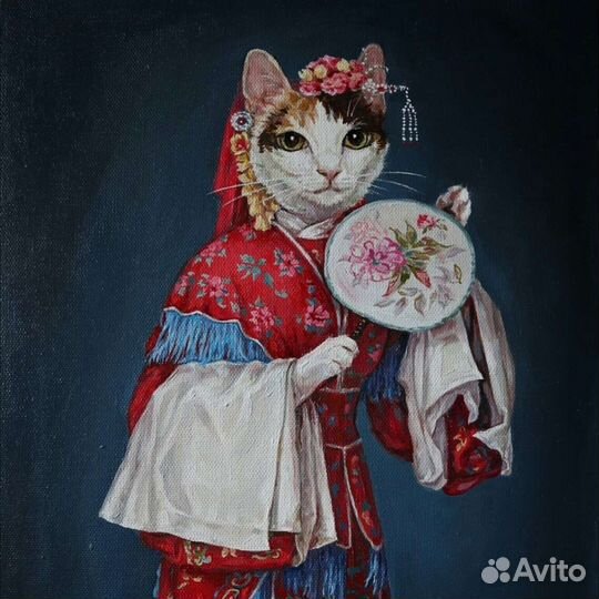 Картина. Портрет кошки. Гейша