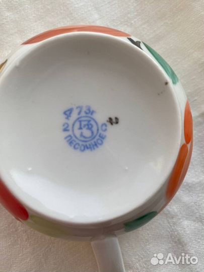 Чайная пара песочное Красные розы Первомайский з-д