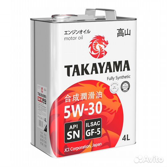 Масло takayama SAE 5W30, ilsac GF-5, API SN (4л)