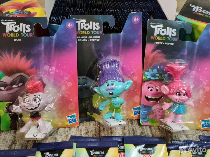 Тролли карточки Большие Гастроли и Тролли фигурки