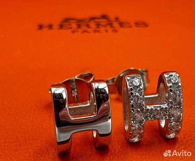 Серьги серебряные Hermes