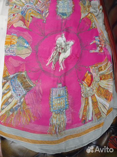 Палантин шелковый hermes 180х90 италия