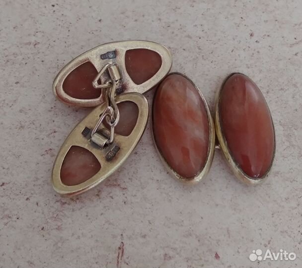 Серебрянные запонки СССР с позолотой 875 проба