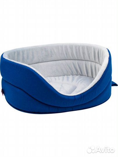 757312 лежанка поплин+плюш №1 40*27*16 см темно-си