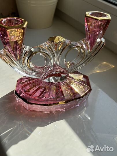 Ваза и подсвечник Хрусталь Германия антик