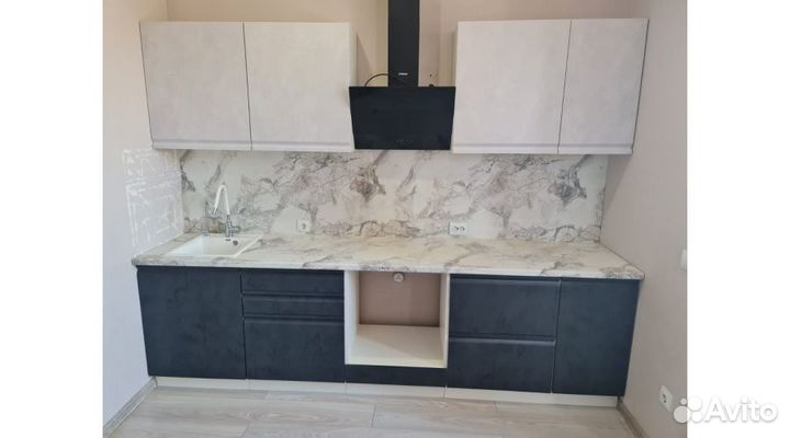 Кухня модульная бетон белый/бетон черный