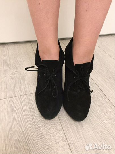 Туфли-ботильоны - натуральная замша