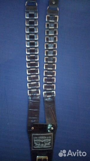 Подтяжки кожаные с металлическими элементами