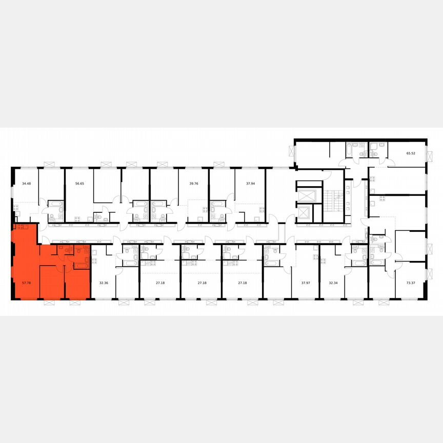 2-к. квартира, 57,8 м², 10/12 эт.