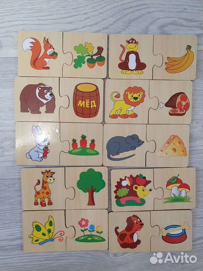 Деревянные пазлы пакетом