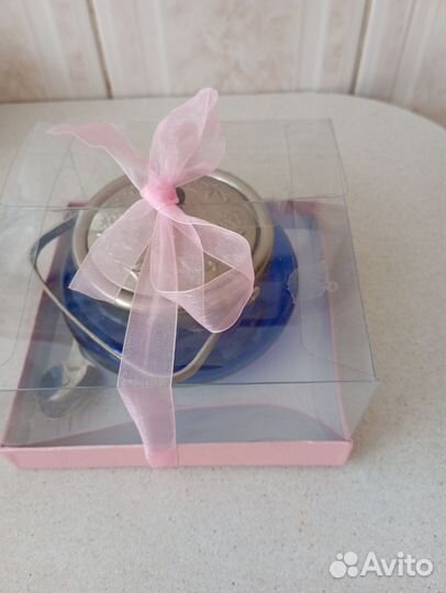 Сахарница цветное стекло СССР, С ложечкой