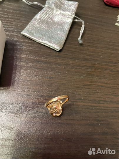 Кольцо позолоченное