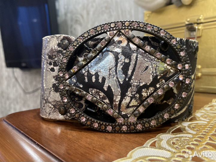 Ремень женский кожаный для шубы