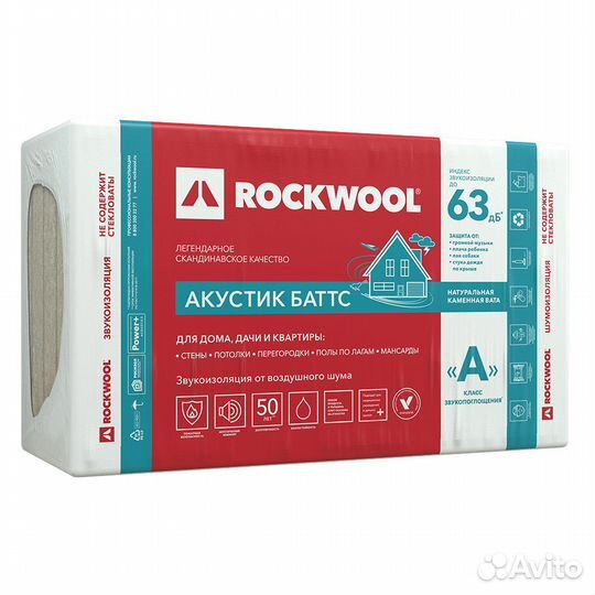 Шумоизоляция Rockwool Акустик Баттс 50х600х1000 мм
