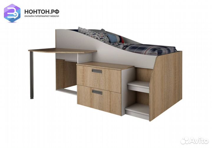 Кровать детская Скаут белый / дуб сонома