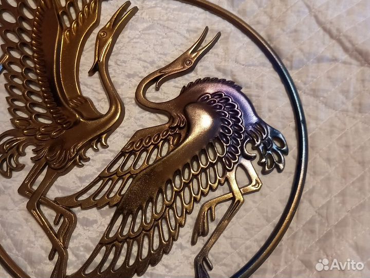 Панно настенное СССР бронза, танец журавлей