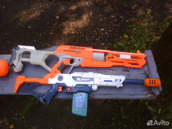 Nerf x-shot бластер 2шт. и водяное ружье