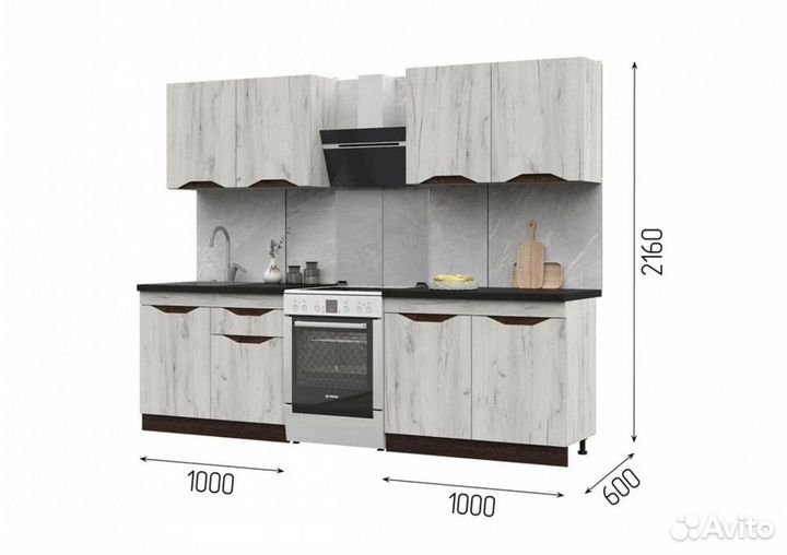 Кухонный гарнитур Паола 2,0 дуб крафт белый