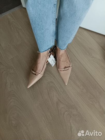 Новые/Zara/37/38/Слингбэки/Балетки/Кожа