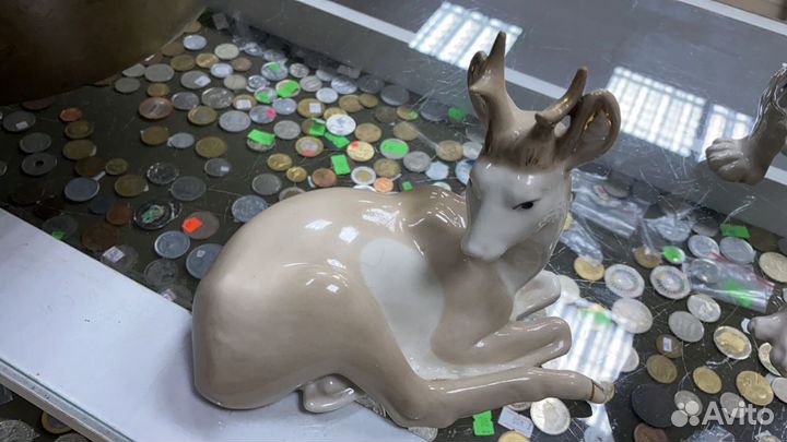 Статуэтки: лось, тигр, олень, рысь, кошка, щенки