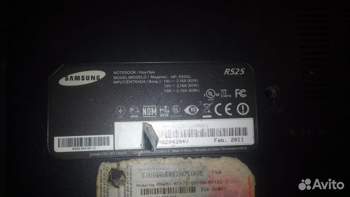 Ноутбук на запчасти Samsung r525