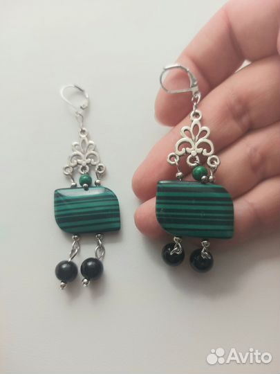 Серьги малахит