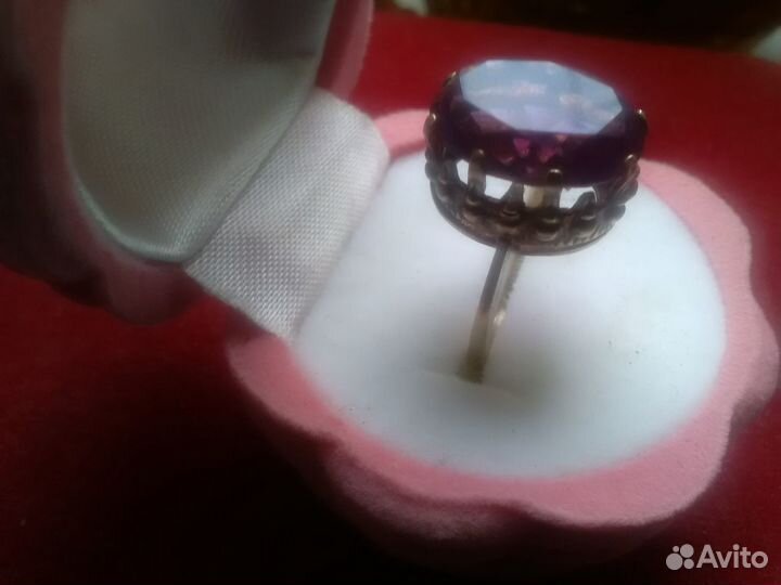 Серебряное кольцо с корундом СССР 875 проба