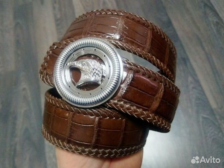 Мужской ремень из натуральной кожи крокодила