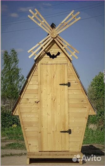 Дачный туалет деревянный прямоугольник KIH